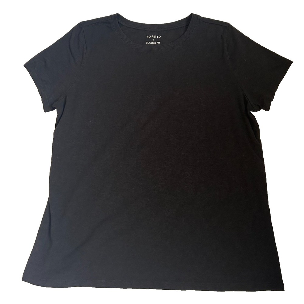 Torrid Signature Jersey Black Short Sleeve Crewneck Tee Shirt Size 1 1X 14 16
